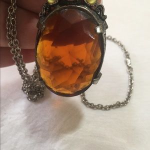 Vintage signed miracle Celtic agate glass pendant